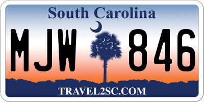 SC license plate MJW846