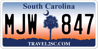 SC license plate MJW847