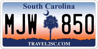 SC license plate MJW850
