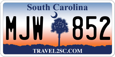 SC license plate MJW852