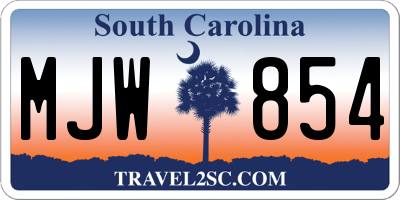 SC license plate MJW854