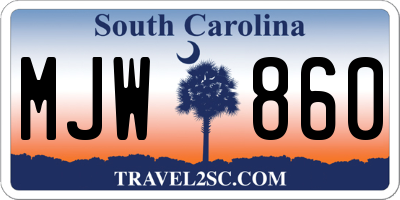 SC license plate MJW860