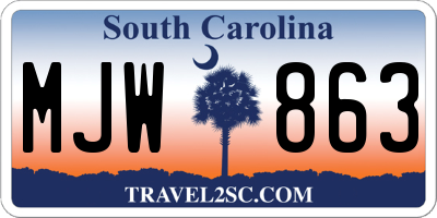SC license plate MJW863