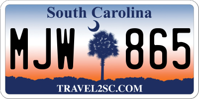 SC license plate MJW865