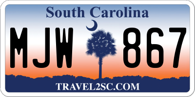 SC license plate MJW867
