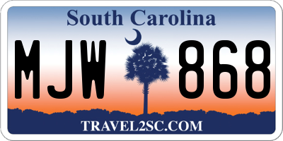 SC license plate MJW868