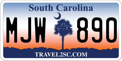 SC license plate MJW890