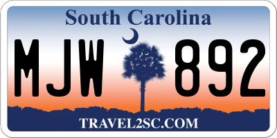 SC license plate MJW892