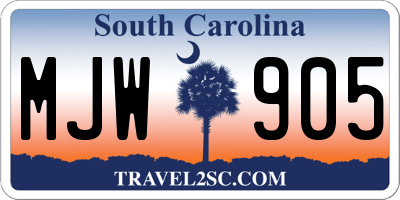SC license plate MJW905