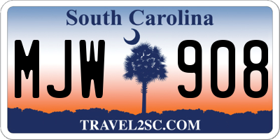 SC license plate MJW908