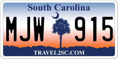 SC license plate MJW915