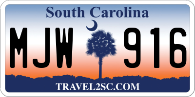 SC license plate MJW916