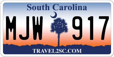 SC license plate MJW917