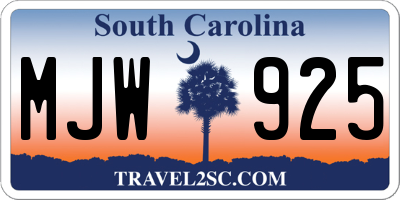 SC license plate MJW925