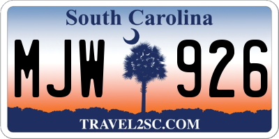 SC license plate MJW926