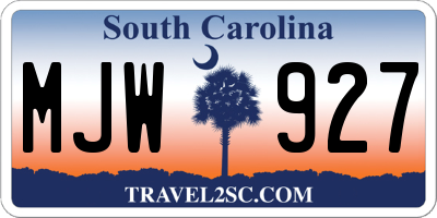 SC license plate MJW927