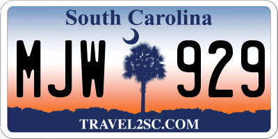 SC license plate MJW929