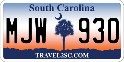 SC license plate MJW930