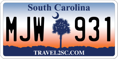 SC license plate MJW931