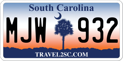 SC license plate MJW932