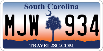 SC license plate MJW934