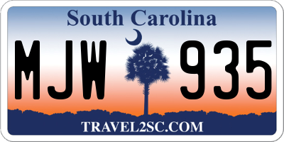 SC license plate MJW935