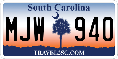 SC license plate MJW940