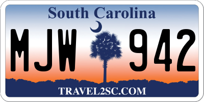 SC license plate MJW942