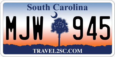 SC license plate MJW945