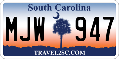 SC license plate MJW947