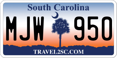 SC license plate MJW950