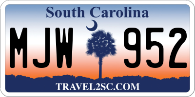 SC license plate MJW952