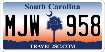 SC license plate MJW958