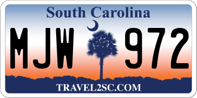 SC license plate MJW972