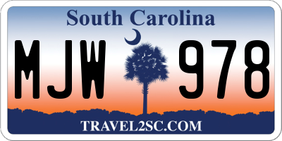 SC license plate MJW978