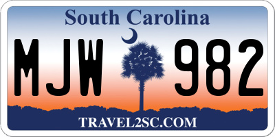 SC license plate MJW982