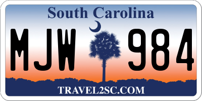 SC license plate MJW984