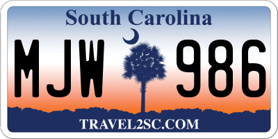 SC license plate MJW986