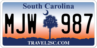 SC license plate MJW987