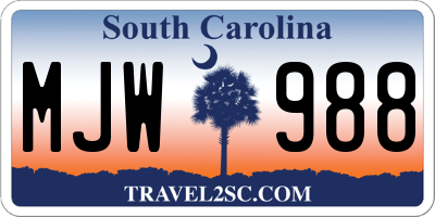 SC license plate MJW988