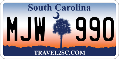 SC license plate MJW990