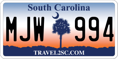 SC license plate MJW994