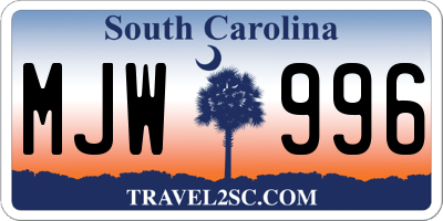 SC license plate MJW996