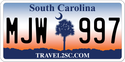 SC license plate MJW997