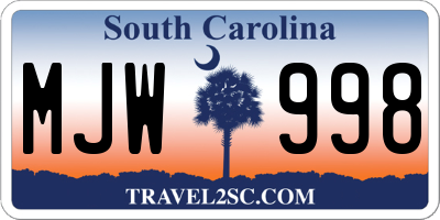 SC license plate MJW998