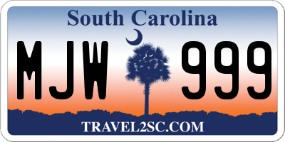 SC license plate MJW999