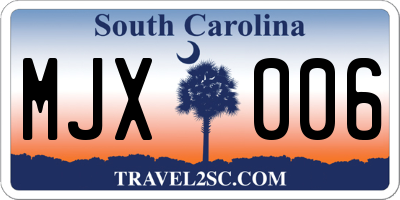 SC license plate MJX006