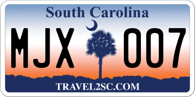 SC license plate MJX007