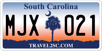 SC license plate MJX021