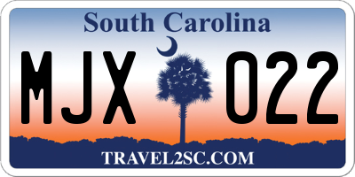 SC license plate MJX022